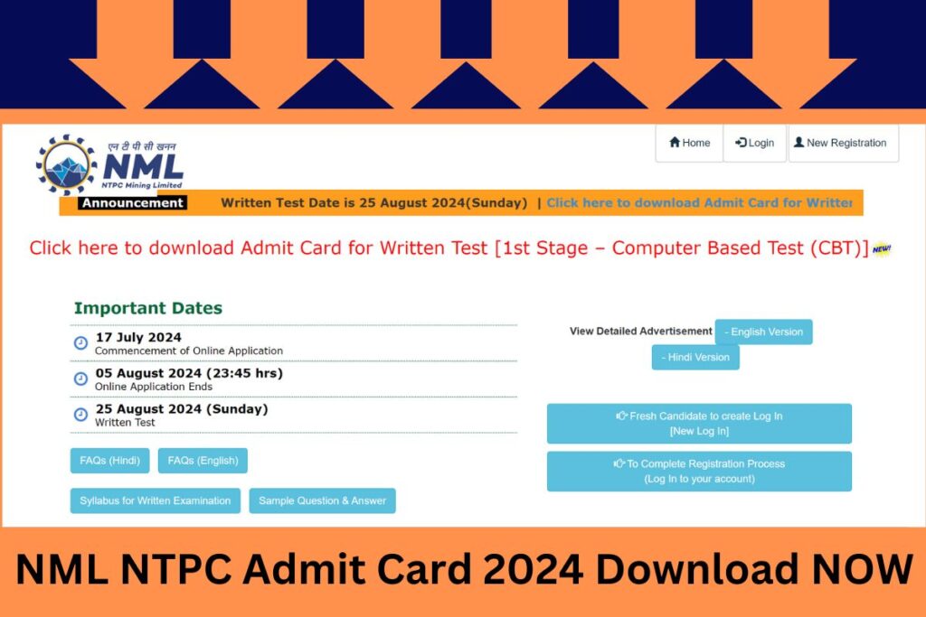 NML NTPC Admit Card 2024 Download